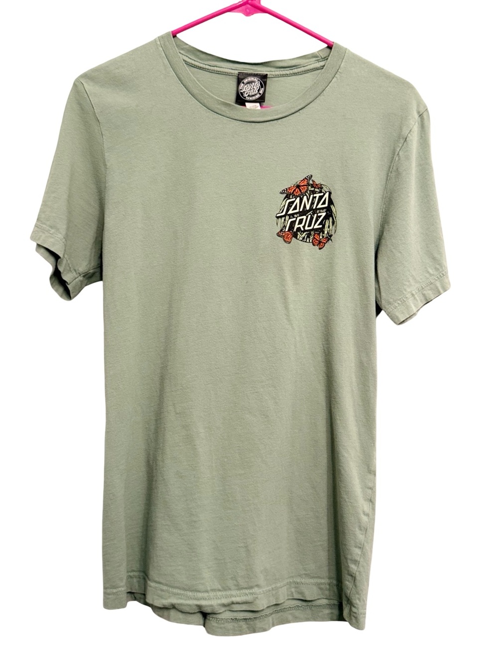 Santa Cruz Monarch Butterfly Graphic T-Shirt Sage Green Medium 100% Cotton Skate